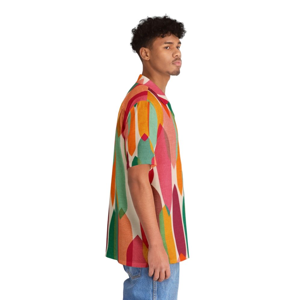 Mid-century modern inspired Hawaiian shirt with a colorful, abstract geometric print design - People Pight