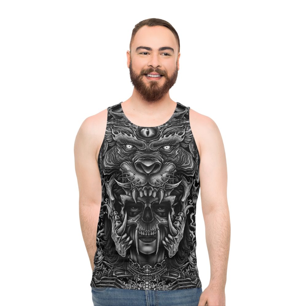 Winya No 129 Unisex Tank Top in Dark Gothic Fashion - men