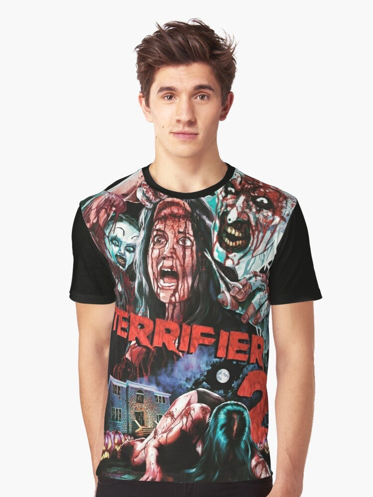 Terrifier 2 horror movie graphic t-shirt with Art the Clown and other characters - Men