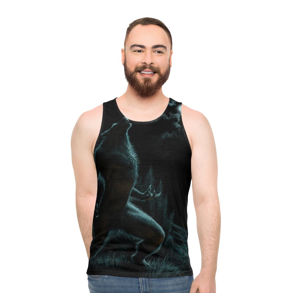 Howling werewolf unisex horror tank top - men