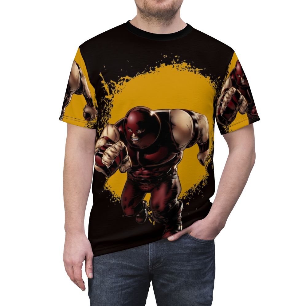 Juggernaut-inspired graphic t-shirt with a cool, cartoon-style supervillain design - men front