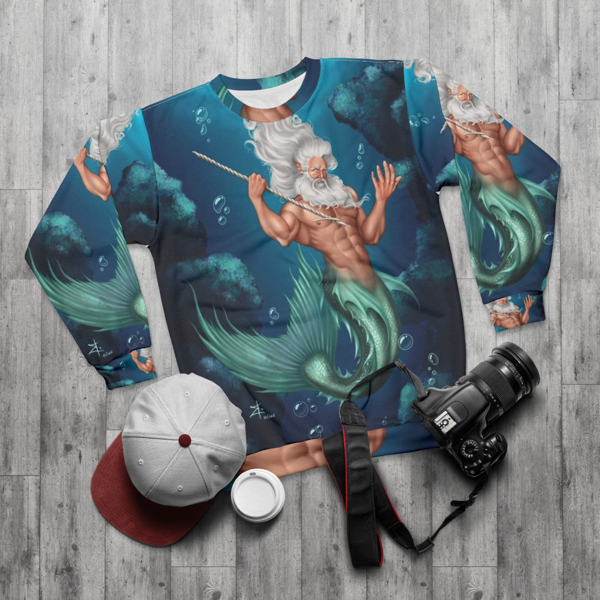 Glaukos Greek Mythology Sea God Sweatshirt - flat lay