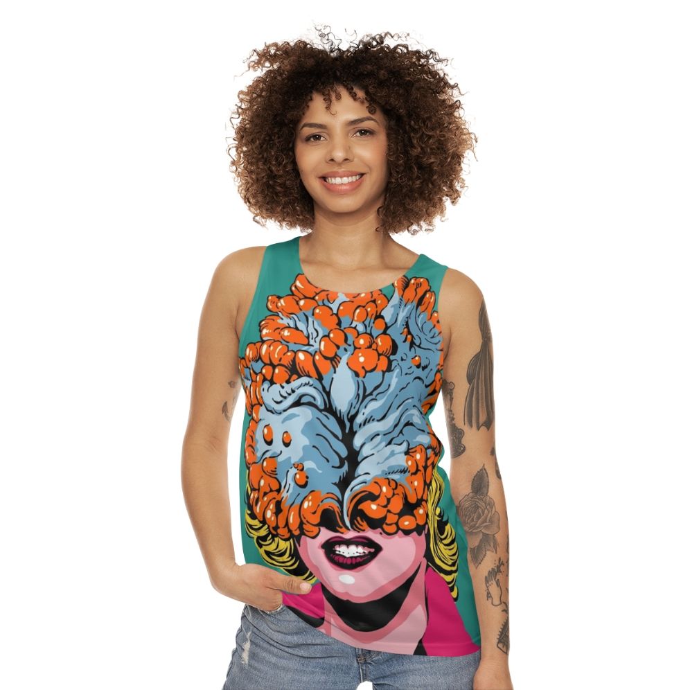 Pop art zombie fungus design on unisex tank top - women