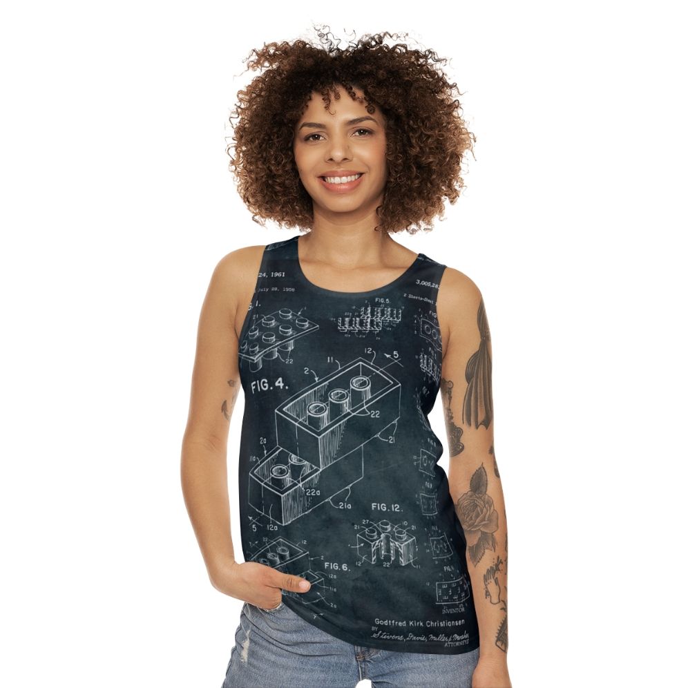 1958 Toy Building Brick Unisex Tank Top - women