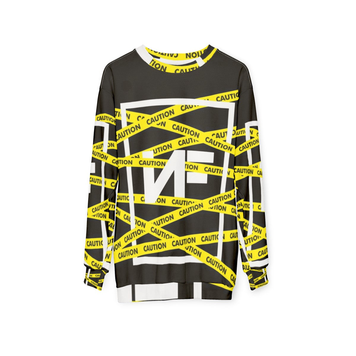 NF Caution Sweatshirt - Rap Merchandise for Music Fans - hanging