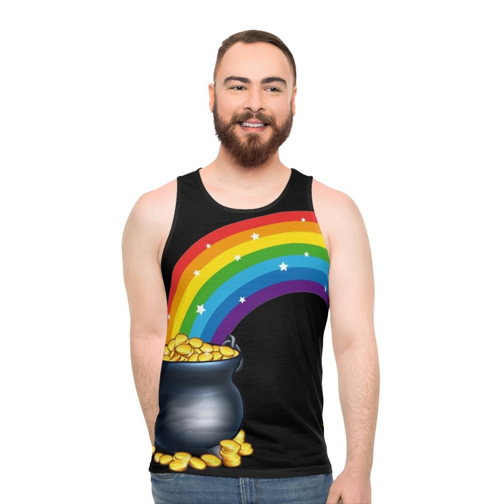 Unisex pot of gold at the end of the rainbow tank top - men