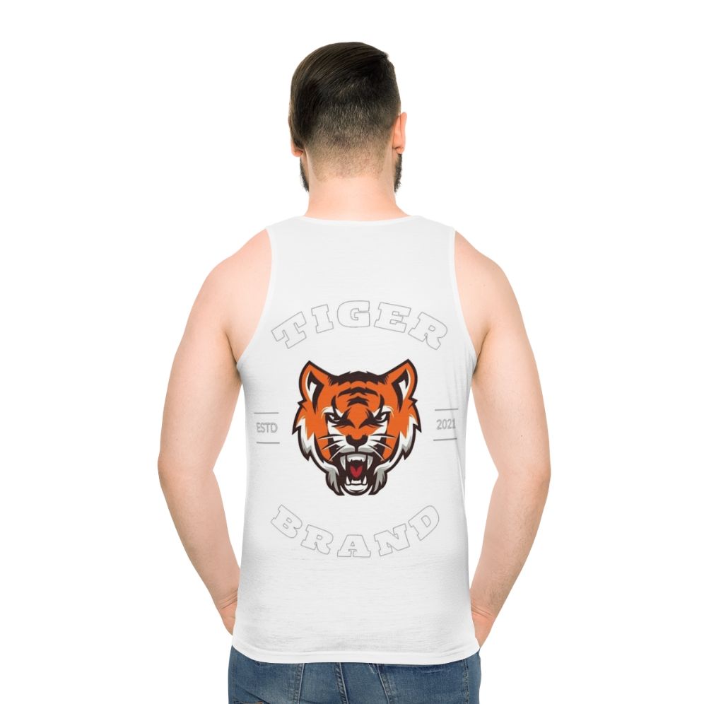 Colorful tiger print unisex tank top - men back