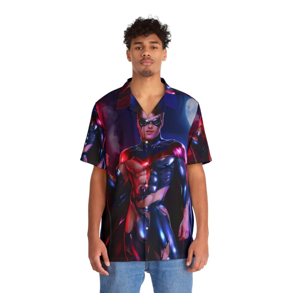 Vibrant red hot hawaiian shirt - People Front