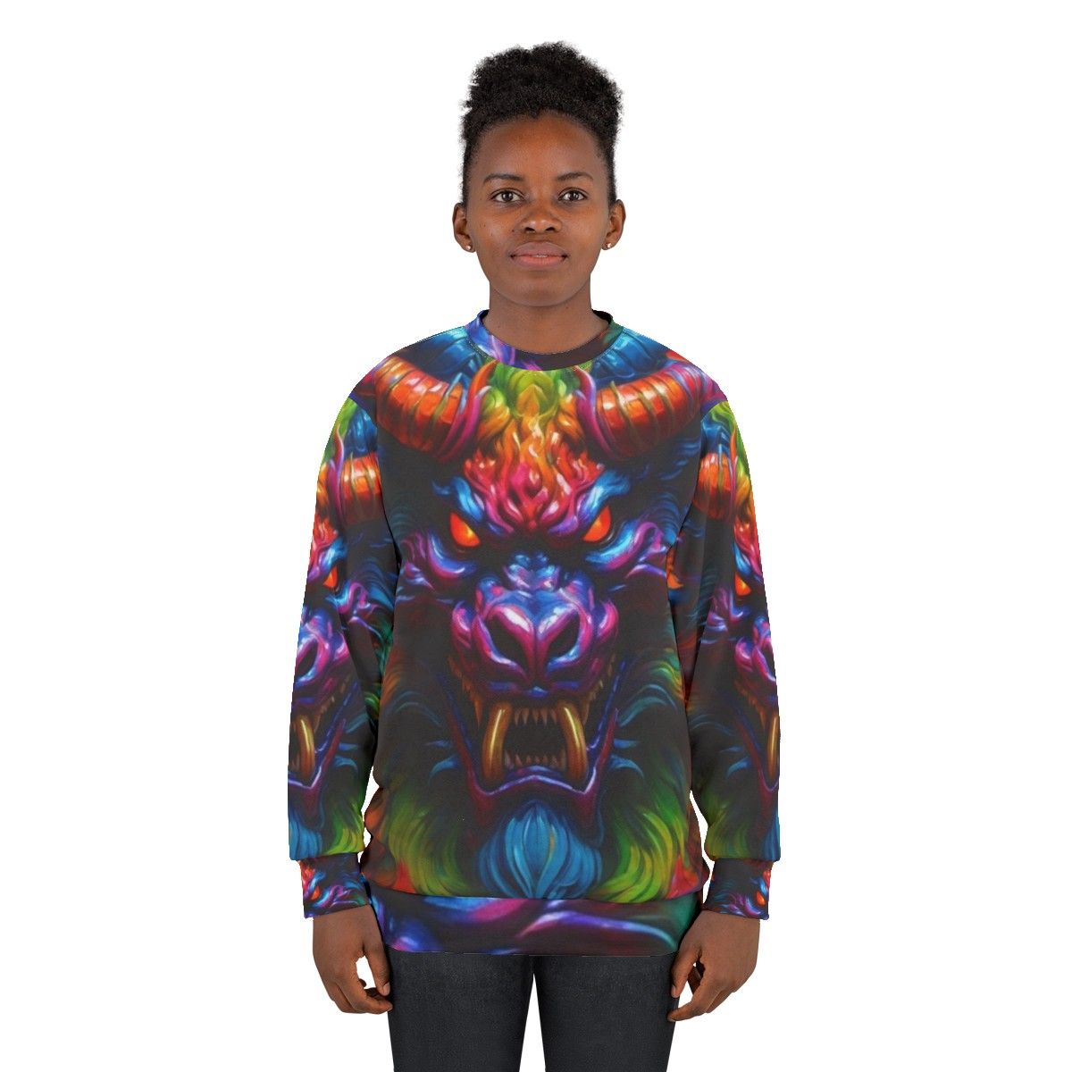 Monster Sweatshirt with Spooky Creature Design - women