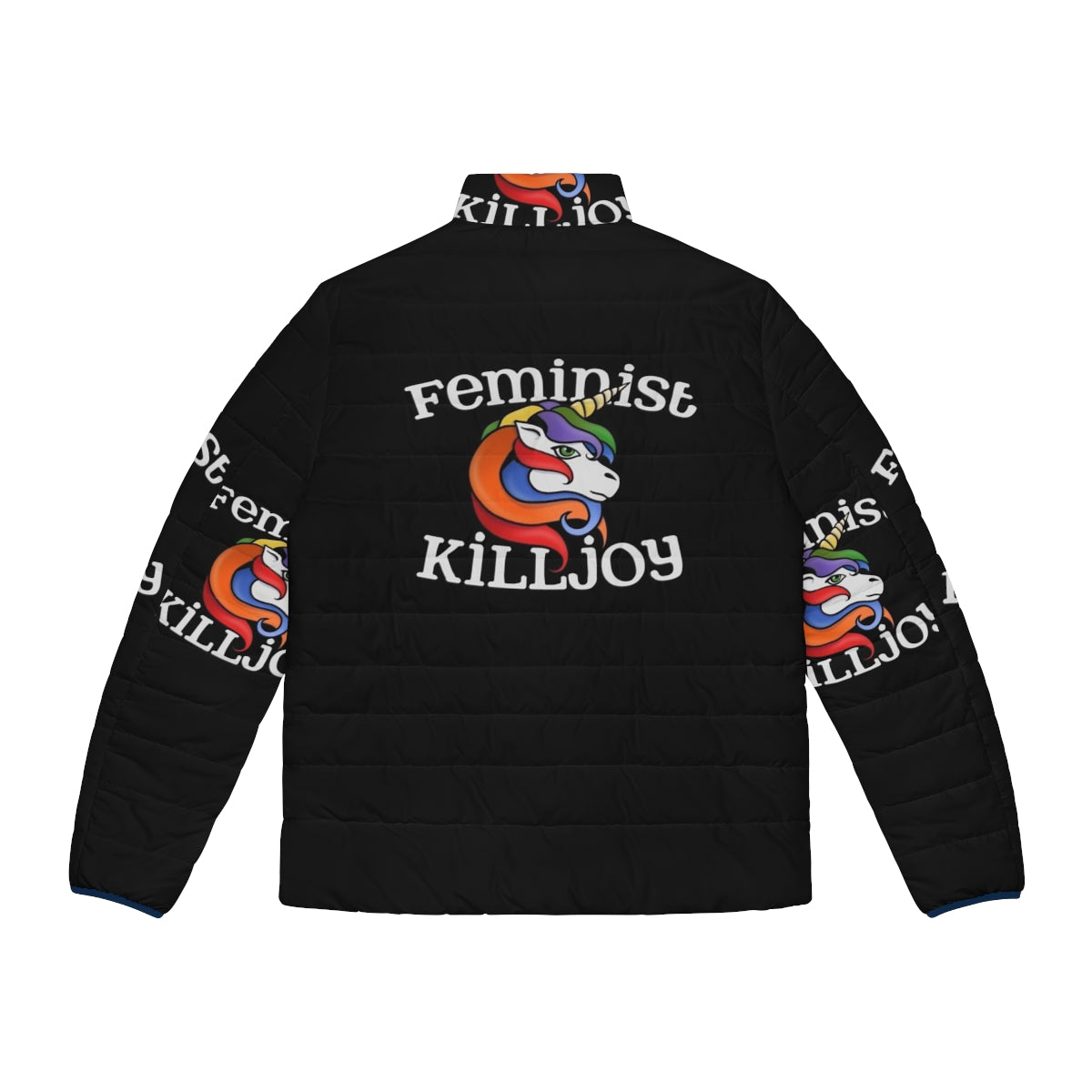 Feminist Killjoy Unicorn Rainbow Puffer Jacket 2 - Back