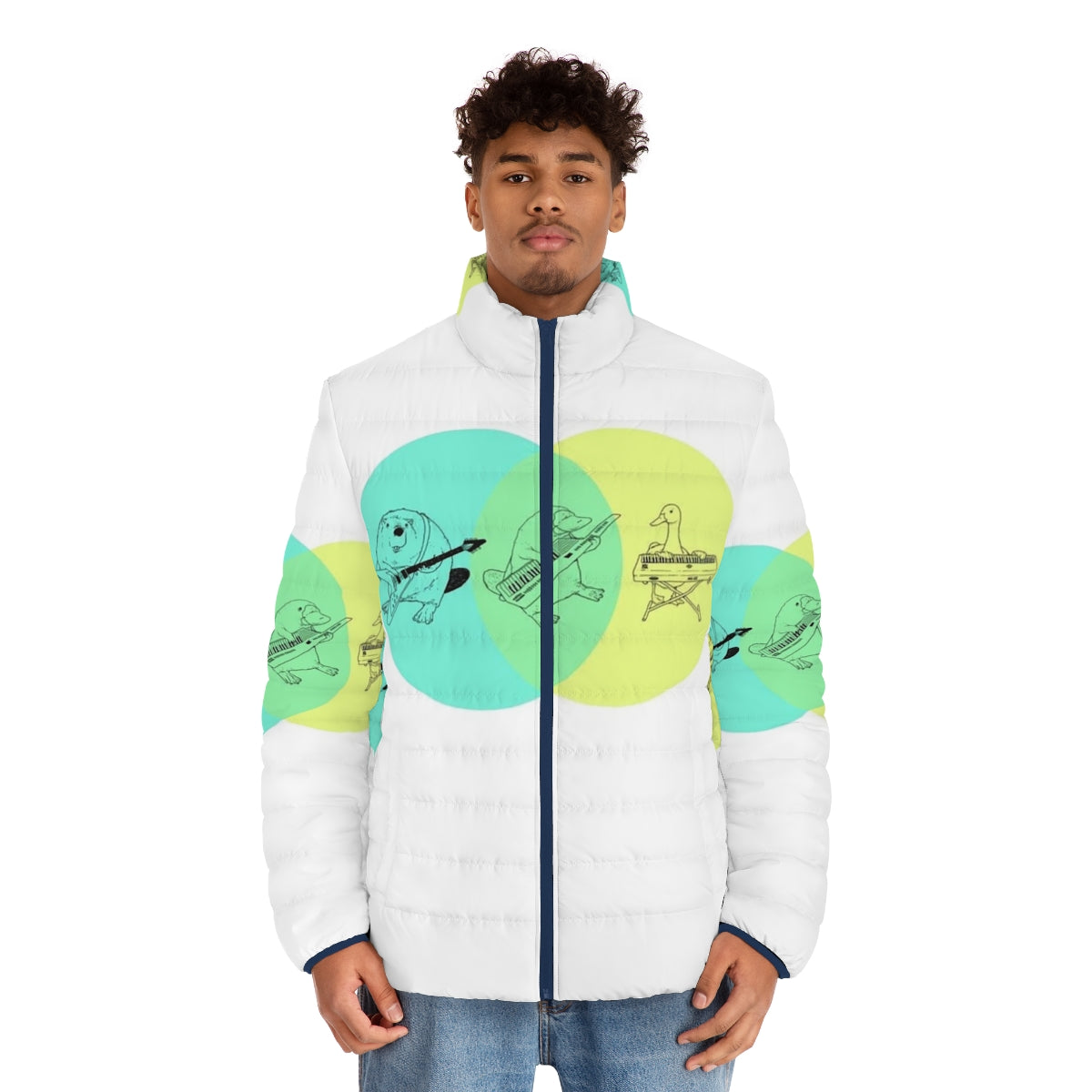 Keytar Platypus Venn Diagram Puffer Jacket - men front