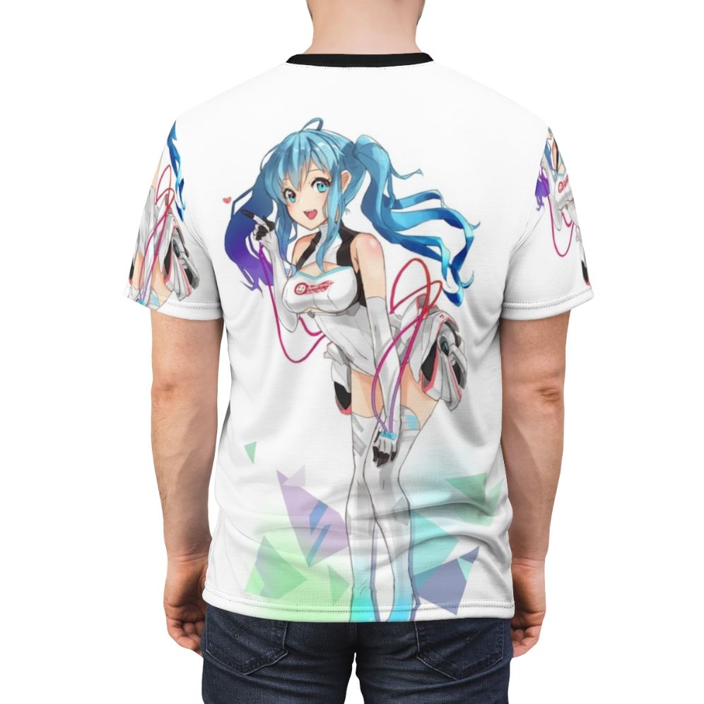 Anime inspired t-shirt featuring a design of the Vocaloid character Hatsune Miku - men back