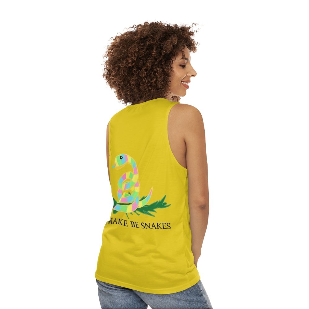 Unisex tank top with snake graphic - women back