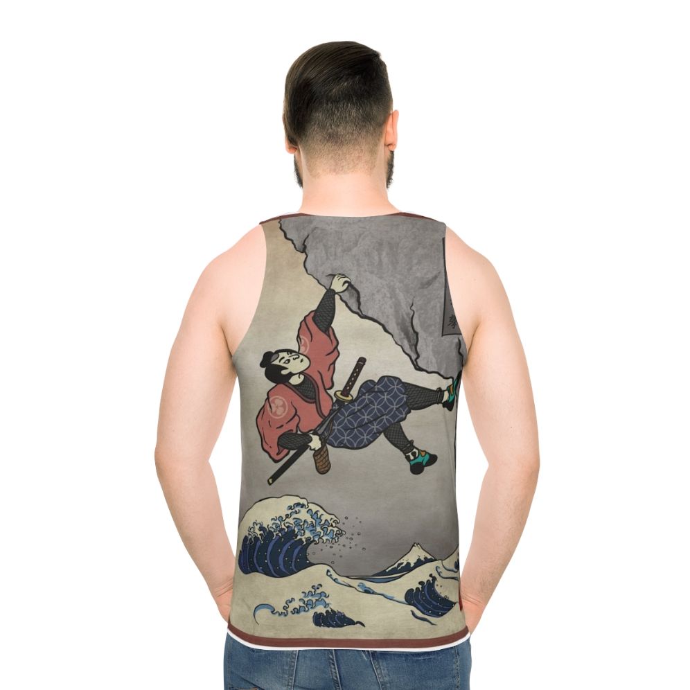 Samurai-inspired climbing tank top for deep water soloing - men back