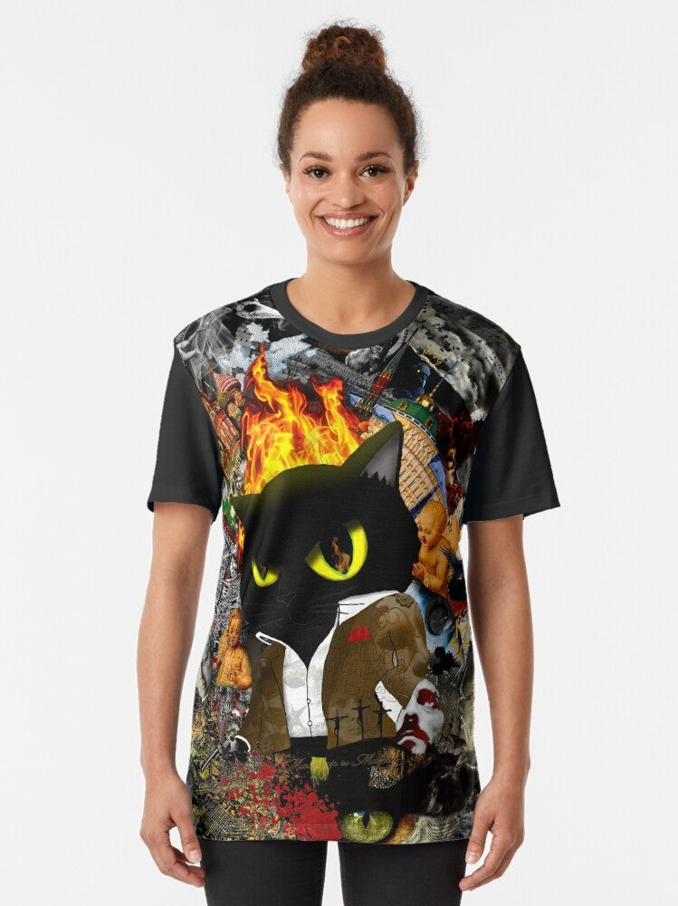 Master and Margarita Behemoth Cat Graphic T-Shirt - Women