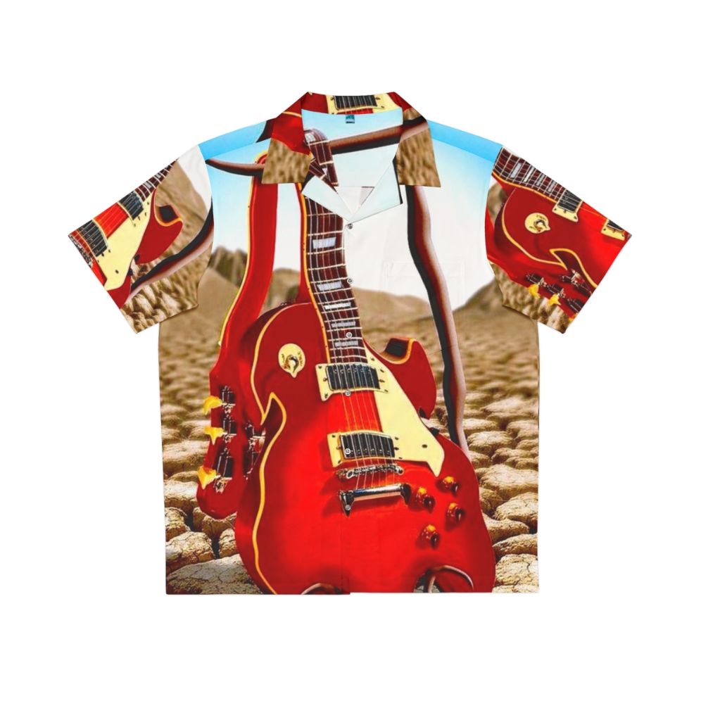 Vintage abstract melted guitar Hawaiian shirt