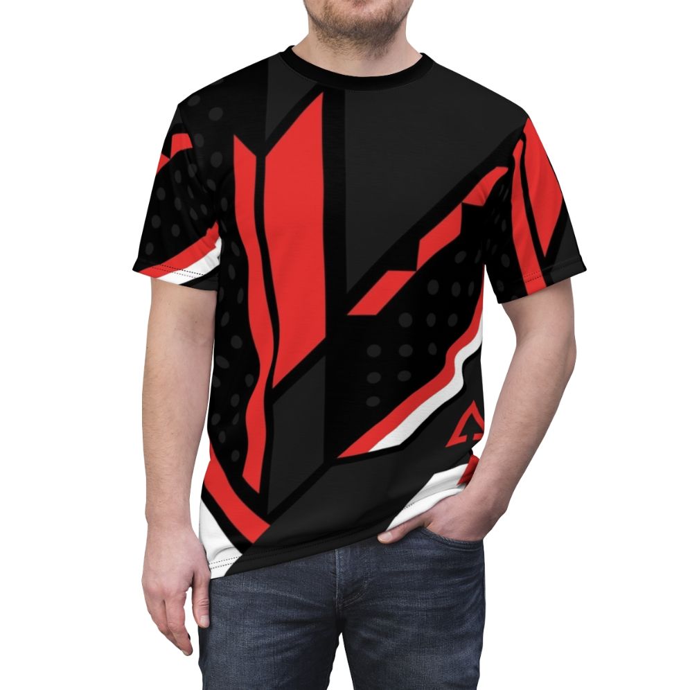 Counter Strike Global Offensive inspired all-over-print t-shirt with tactical shooter and skin graphics - men front