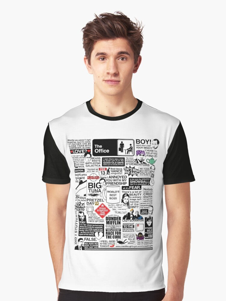 The Office Quotes Graphic T-Shirt featuring iconic quotes and characters from the popular TV show The Office - Men