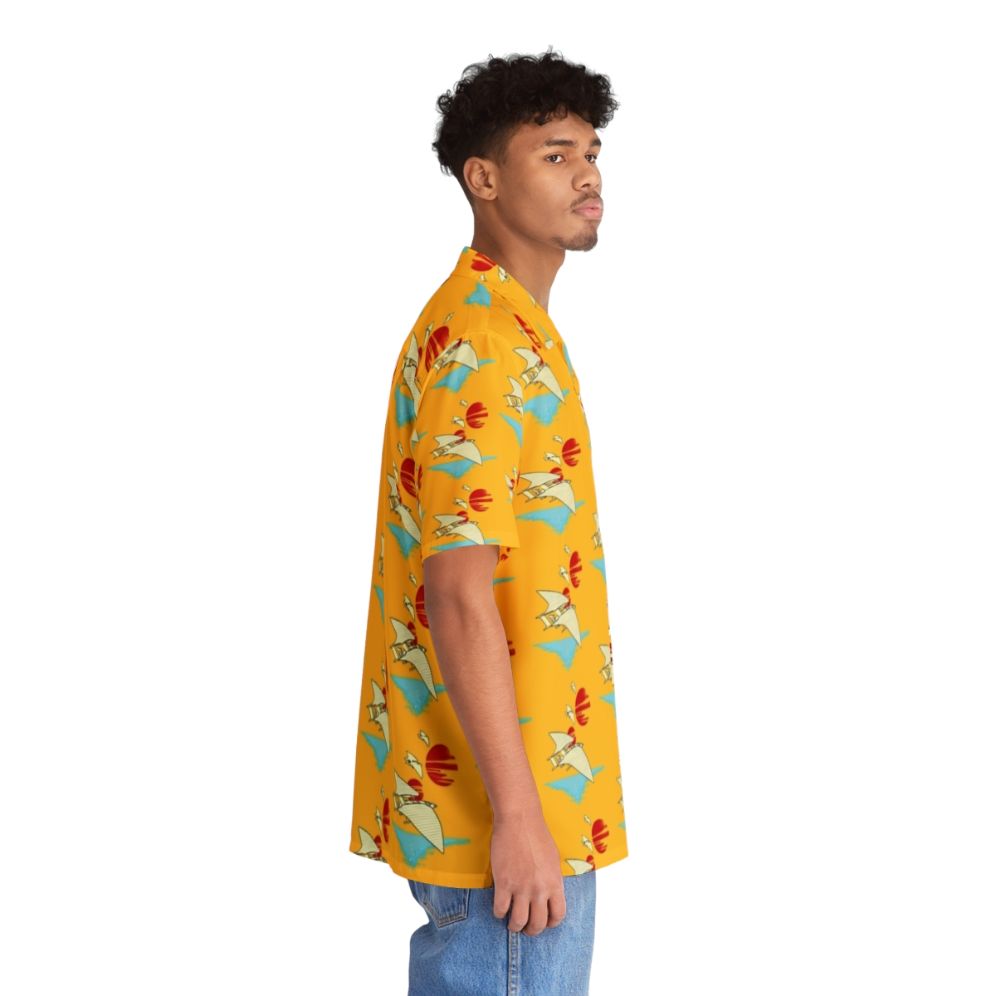 Tropical Hawaiian Shirt with Star Wars Lando Calrissian and Millennium Falcon Design - People Pight