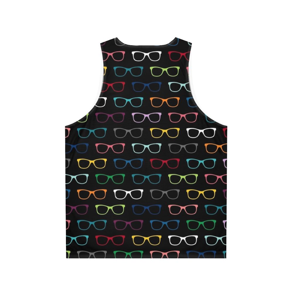 Colorful hipster eyeglasses print unisex tank top - Back