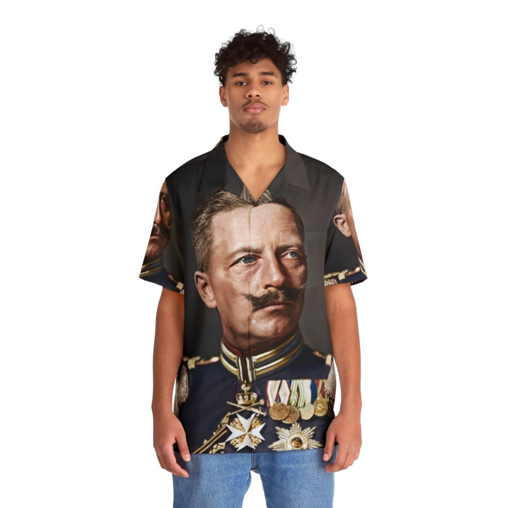 Vintage Hawaiian shirt featuring a colorized portrait of Kaiser Wilhelm II - People Front