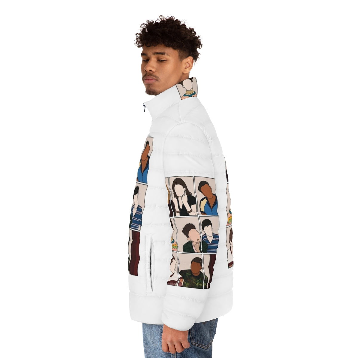 Sex Education Cast Puffer Jacket featuring Maeve Wiley character - men side left