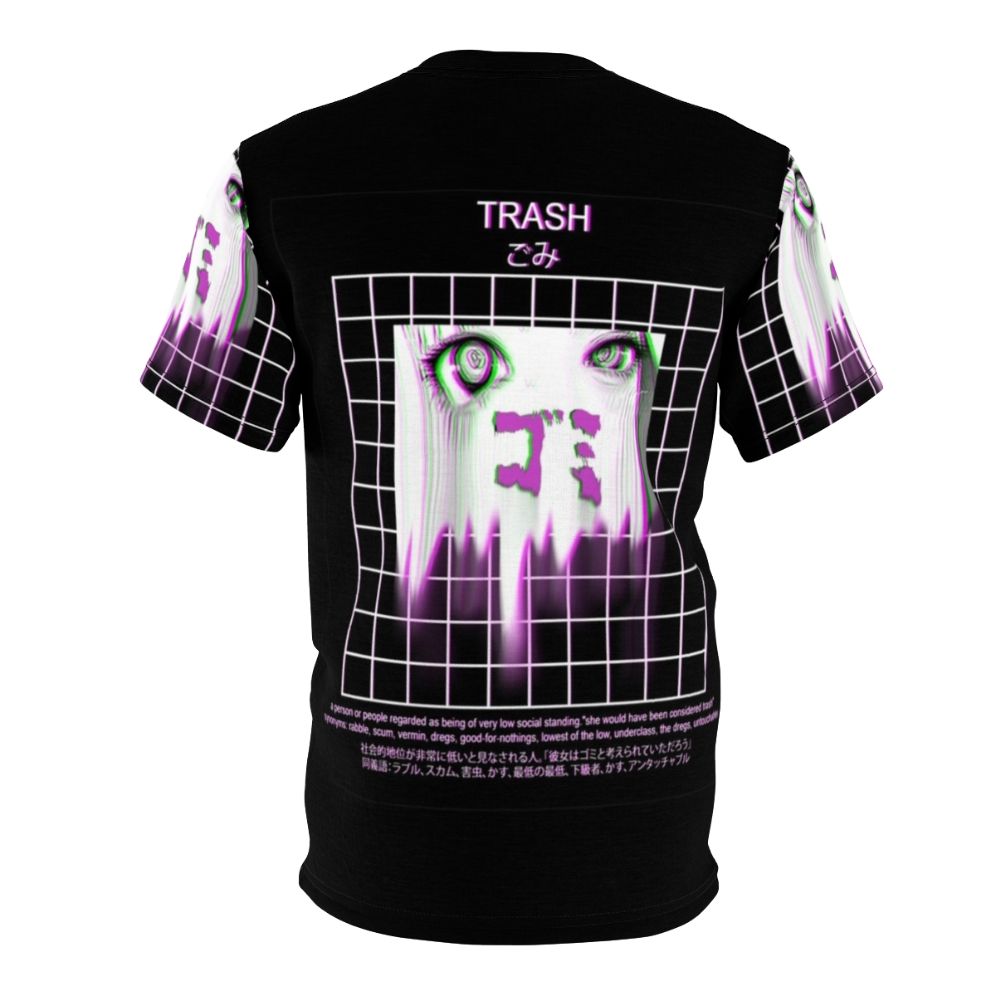 Anime-inspired t-shirt with a Japanese aesthetic and sad, grunge-inspired design - Back