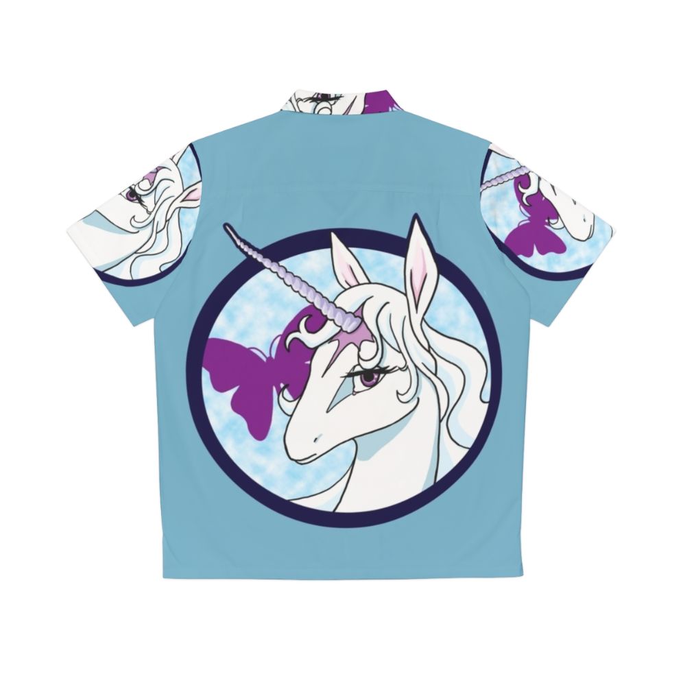 The Last Unicorn Hawaiian Shirt featuring a unicorn, Amalthea, and butterflies - Back