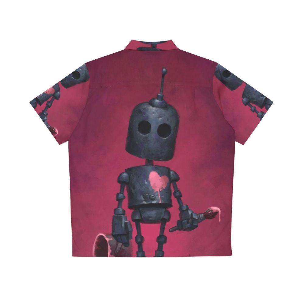 Artistic Hawaiian Shirt with Cute Robot Design - Back