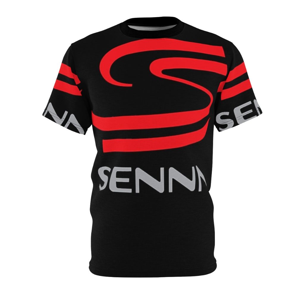 Ayrton Senna racing inspired t-shirt featuring the iconic Senna logo