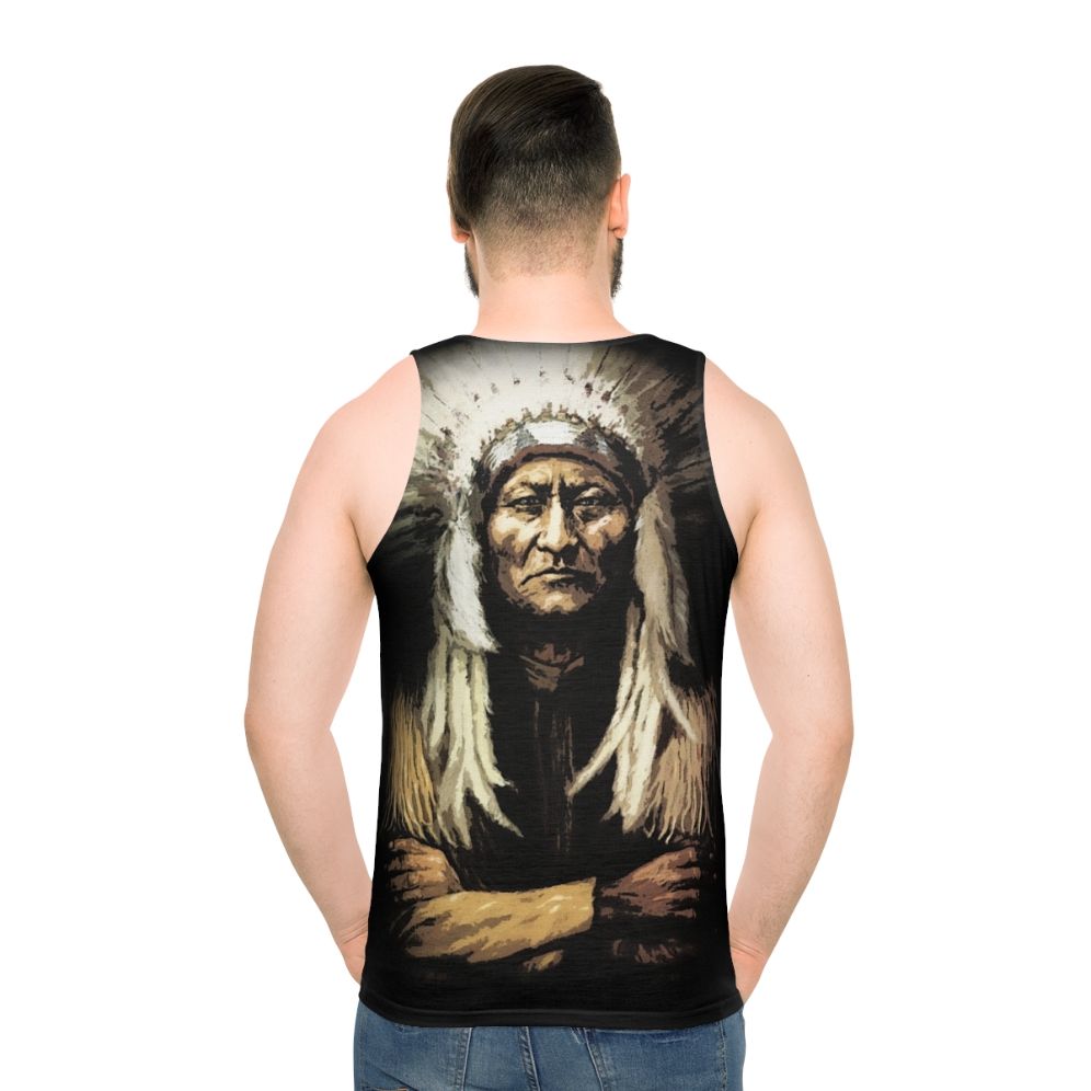 Sitting Bull Native American Tribal Unisex Tank Top - men back