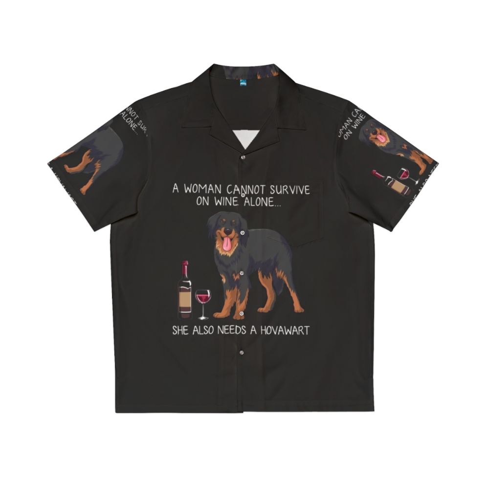 Hovawart And Wine Funny Dog Hawaiian Shirt