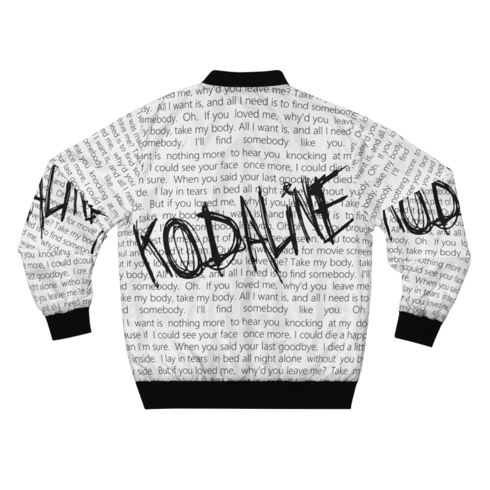 Kodaline "All I Want" Bomber Jacket with band members' names and music genre - Back