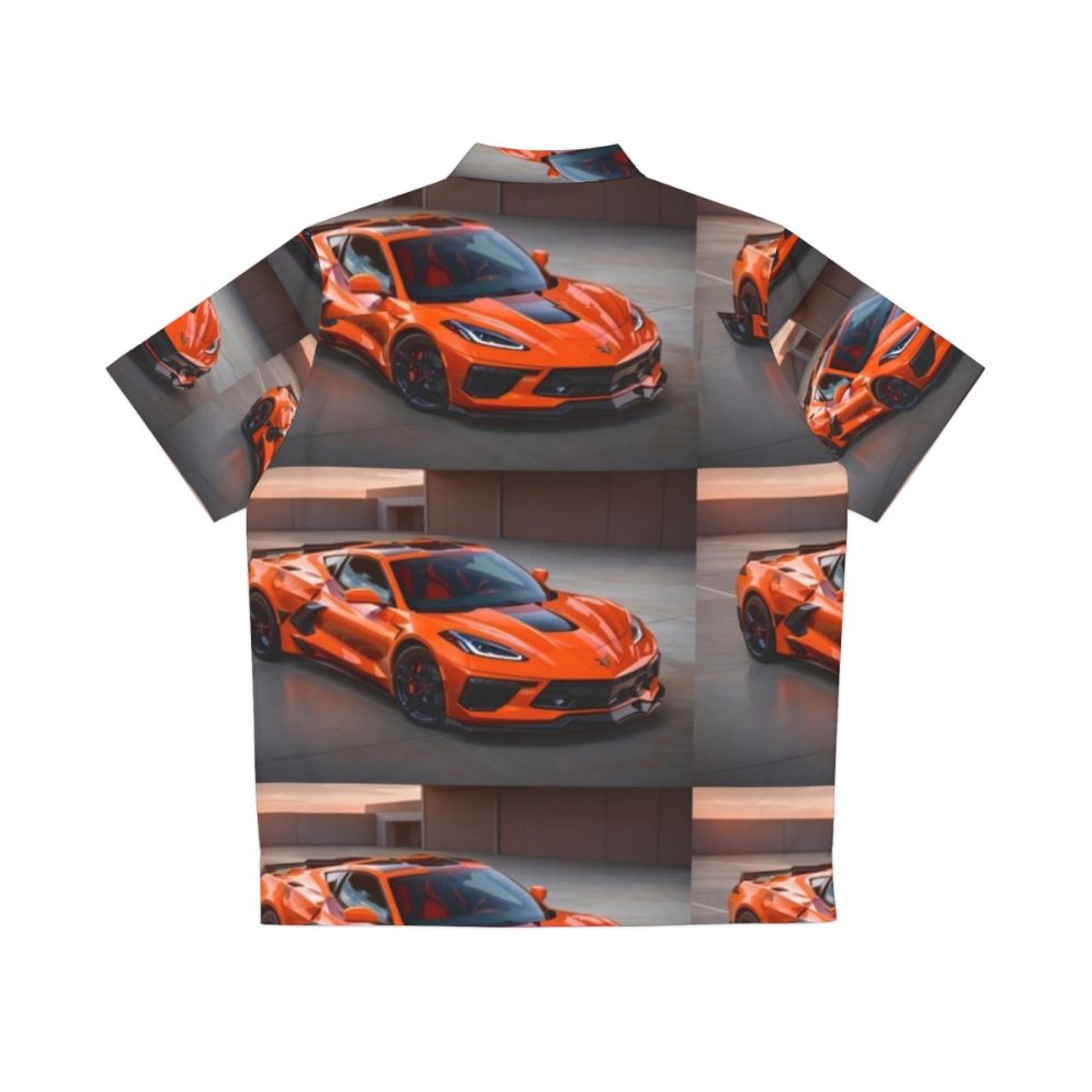 Corvette Hawaiian Shirt with Tropical Print - Back