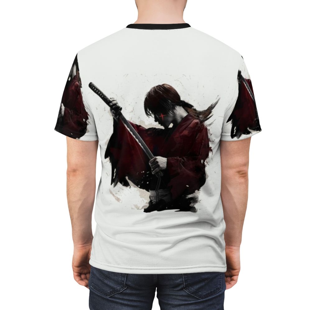 Retro Rurouni Kenshin Inspired Anime T-Shirt - men back