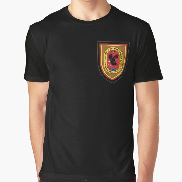 ILRRPS - International Long Range Reconnaissance Patrol School Graphic T-Shirt with black background