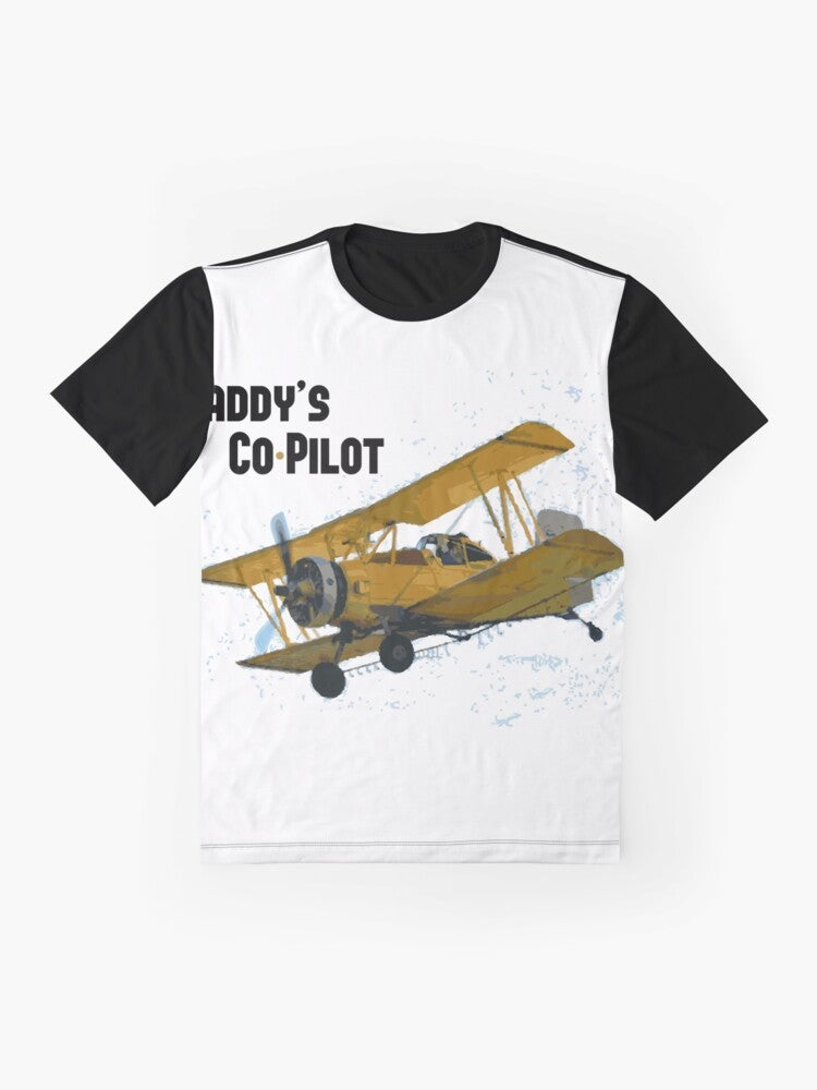 Bi-plane graphic t-shirt with "Daddy's Co-Pilot" text - Flat lay