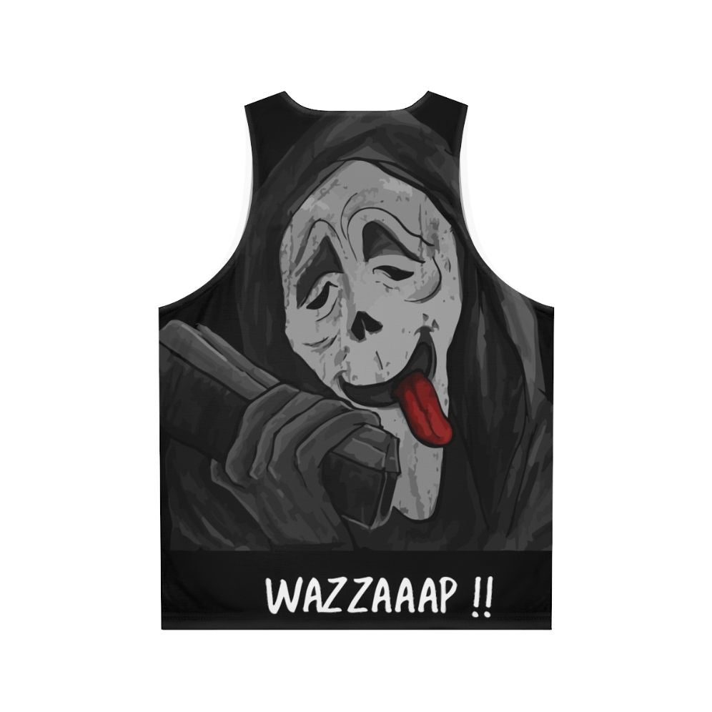 Unisex "Wazzaaap" horror movie inspired tank top - Back