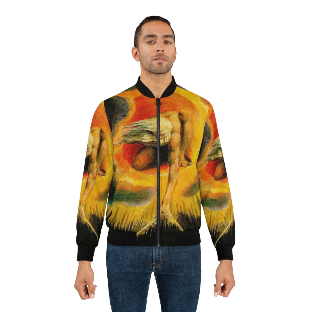 A bomber jacket featuring the iconic 'The Ancient of Days' painting by the English Romantic artist William Blake, depicting God the Creator. - Lifestyle