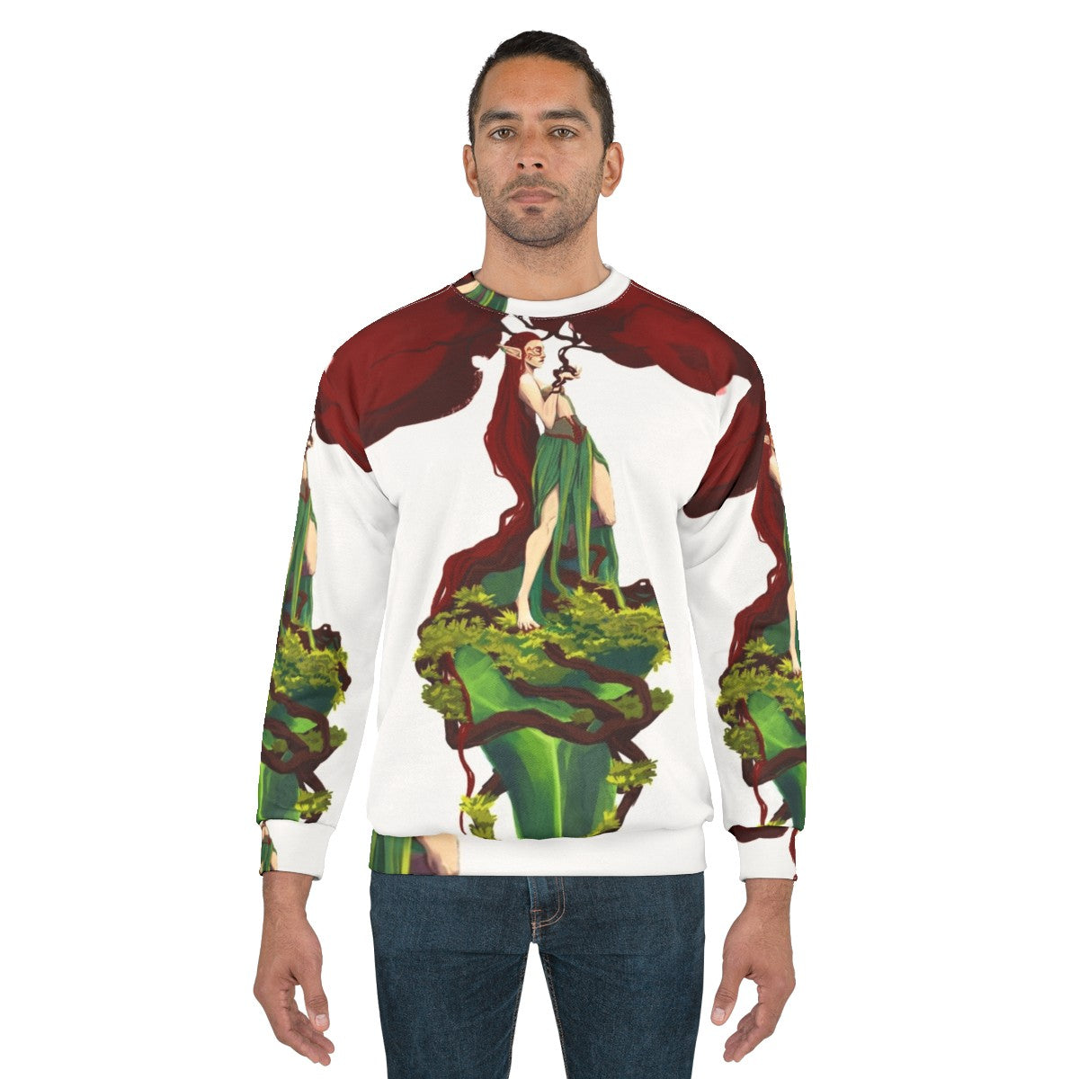 Red tree design sweatshirt - men