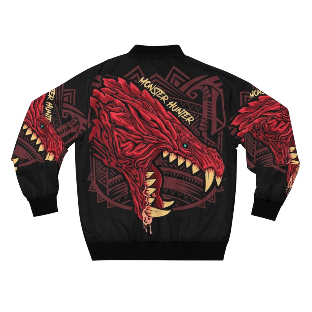 Monster Hunter inspired bomber jacket featuring the Odogaron monster design - Back