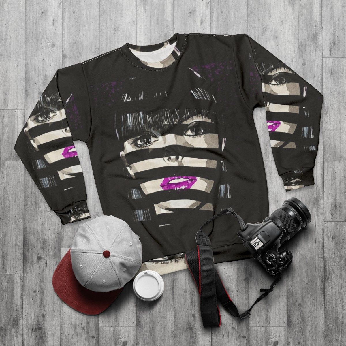 Exotica Sweatshirt - Purple Disco-Inspired Music Lover's Sweatshirt - flat lay