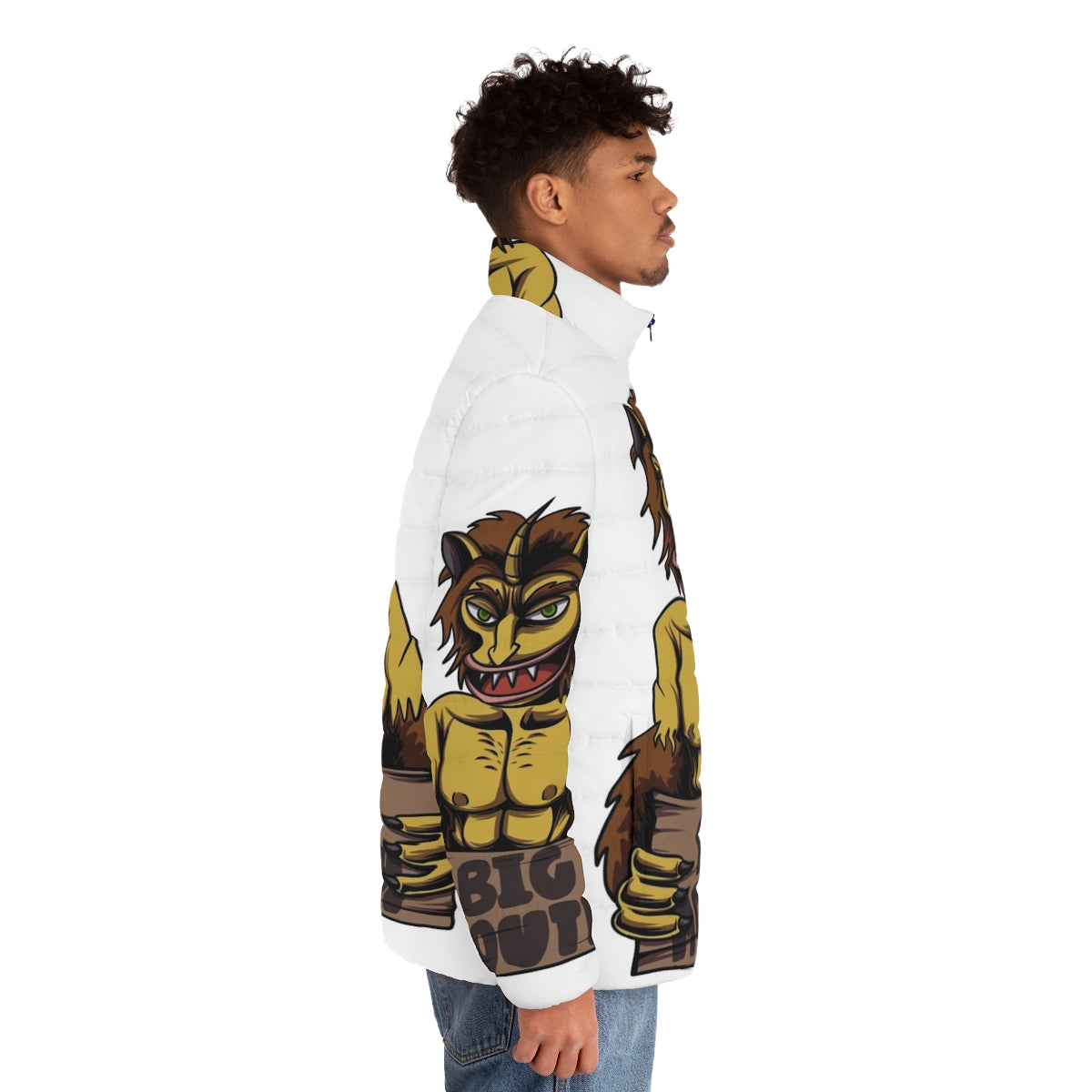 "Big Mouth" Strong Maury Puffer Jacket featuring the Hormone Monster - men side right