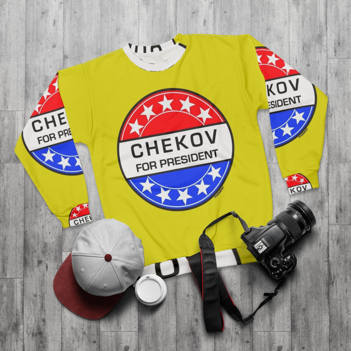 Chekov For President science fiction sweatshirt - flat lay