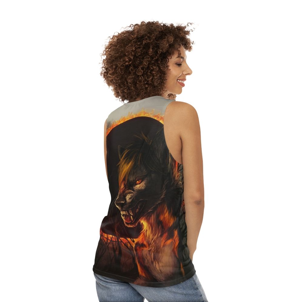 Supernatural Eclipse Wolf Unisex Tank Top - women back