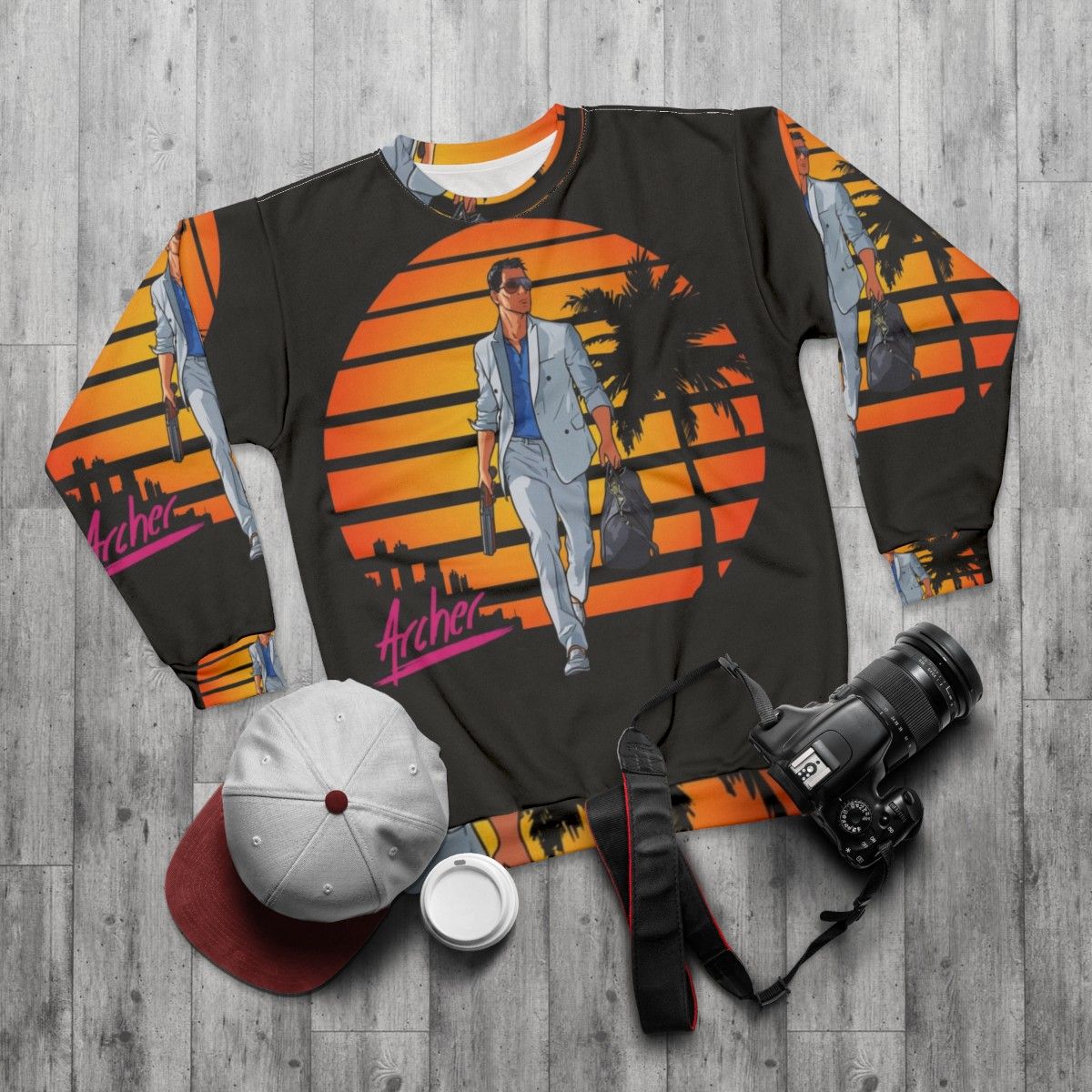 Archer Vice City 80s-inspired Sweatshirt - flat lay