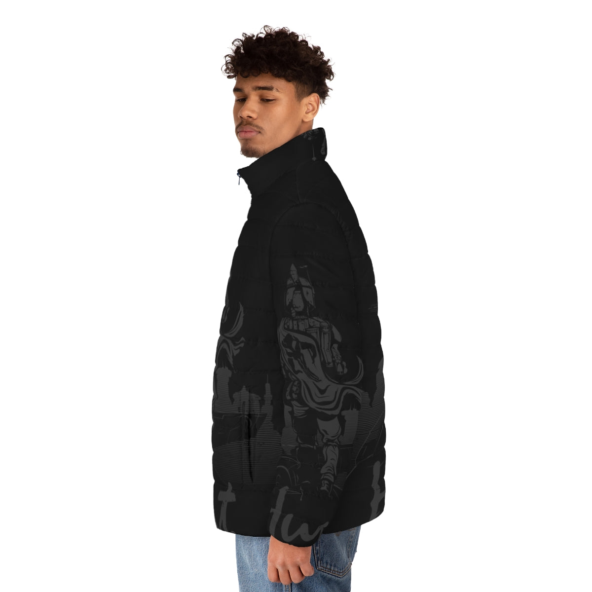 Hunt Blackout Edition Puffer Jacket - A Stylish Star Wars Inspired Retro Puffer Jacket - men side left