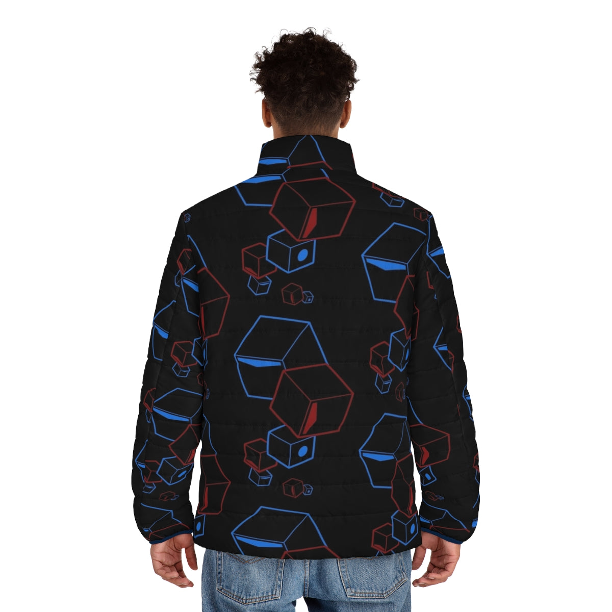 Beat Saber Floating Blocks Puffer Jacket - Music Rhythm VR Clothing - men back