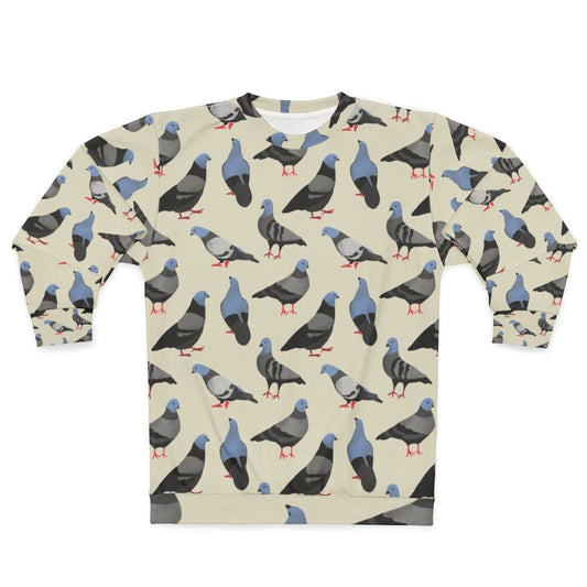 Pigeons Sweatshirt featuring a colorful pattern of pigeons