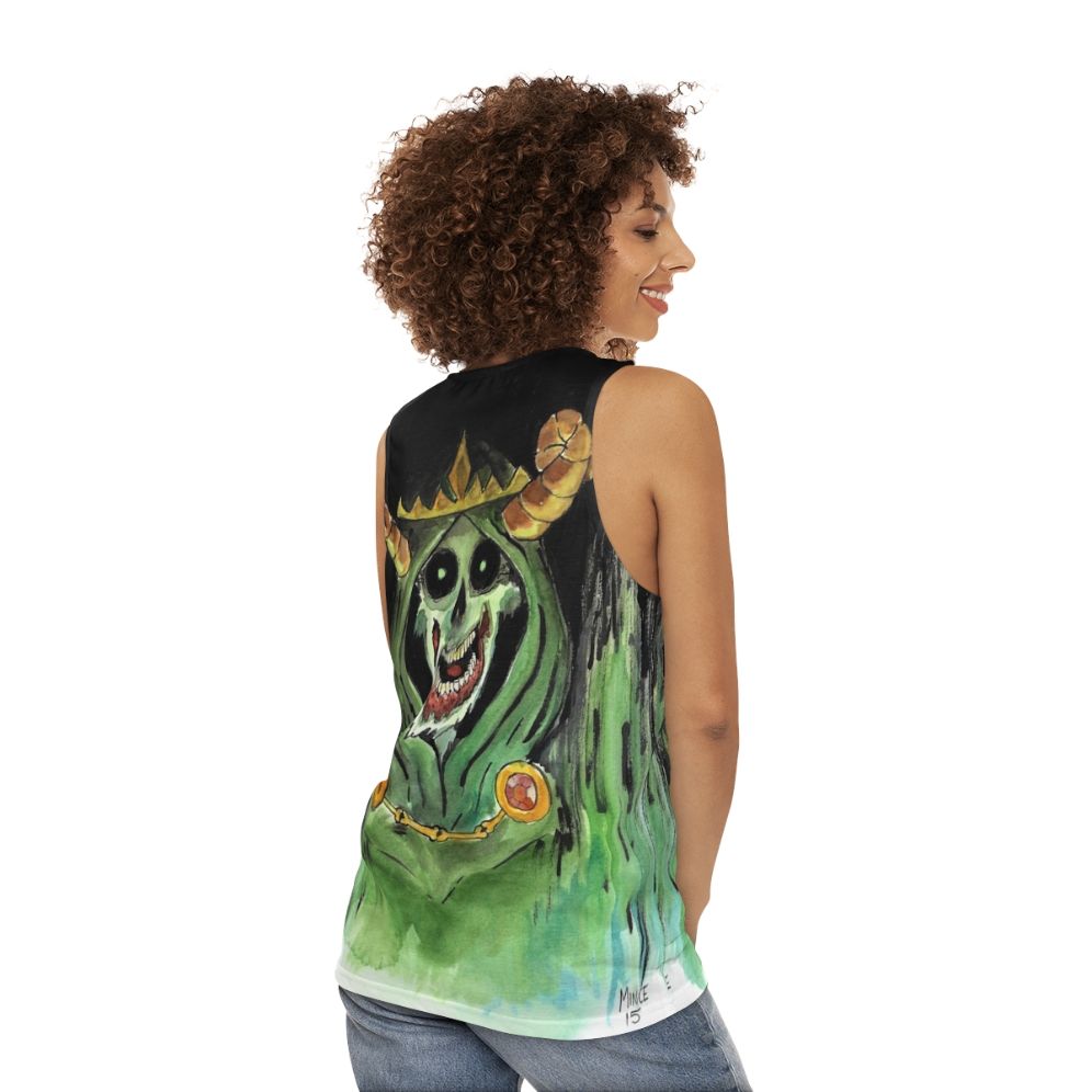 Unisex tank top with lich skull design - women back